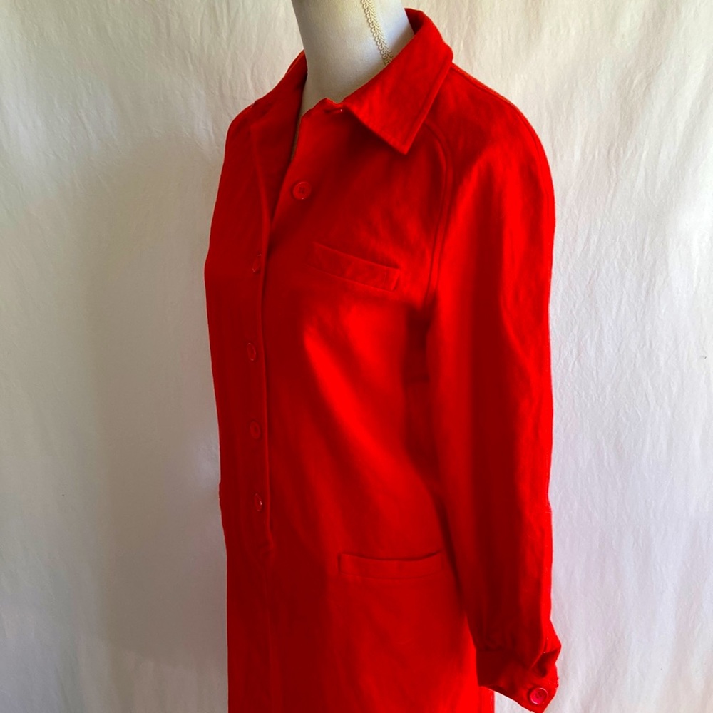 Vintage 1970s Red Wool Button Down Dress Sz 12 - Picture 4 of 11